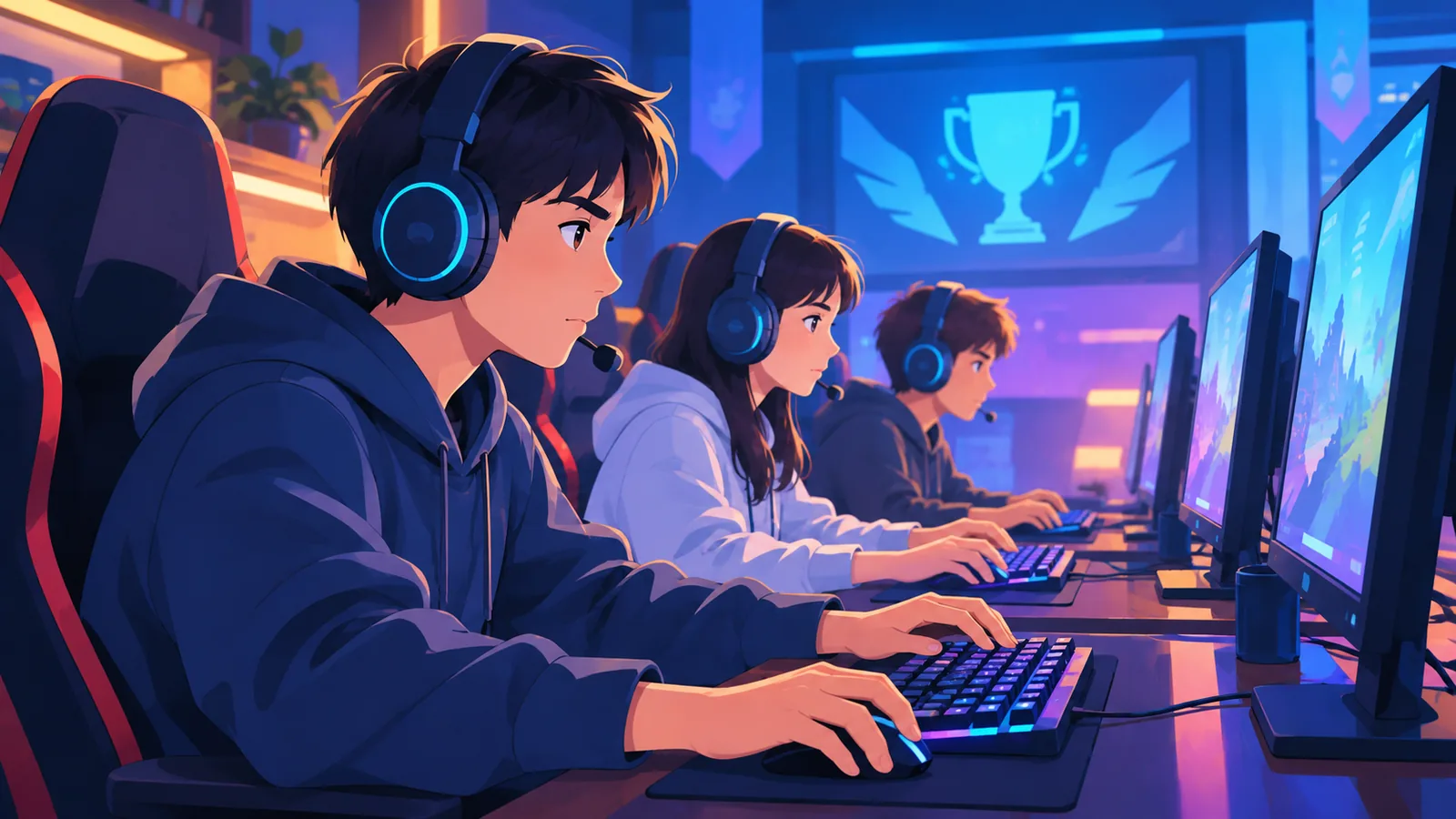 Giocatori con cuffie in una sessione multiplayer competitiva