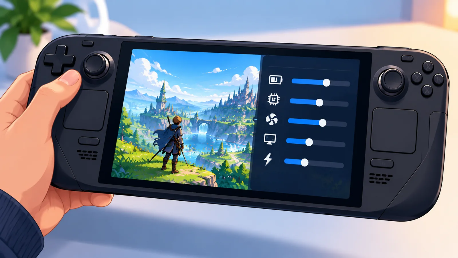 Menu rapido dello Steam Deck con i controlli delle prestazioni