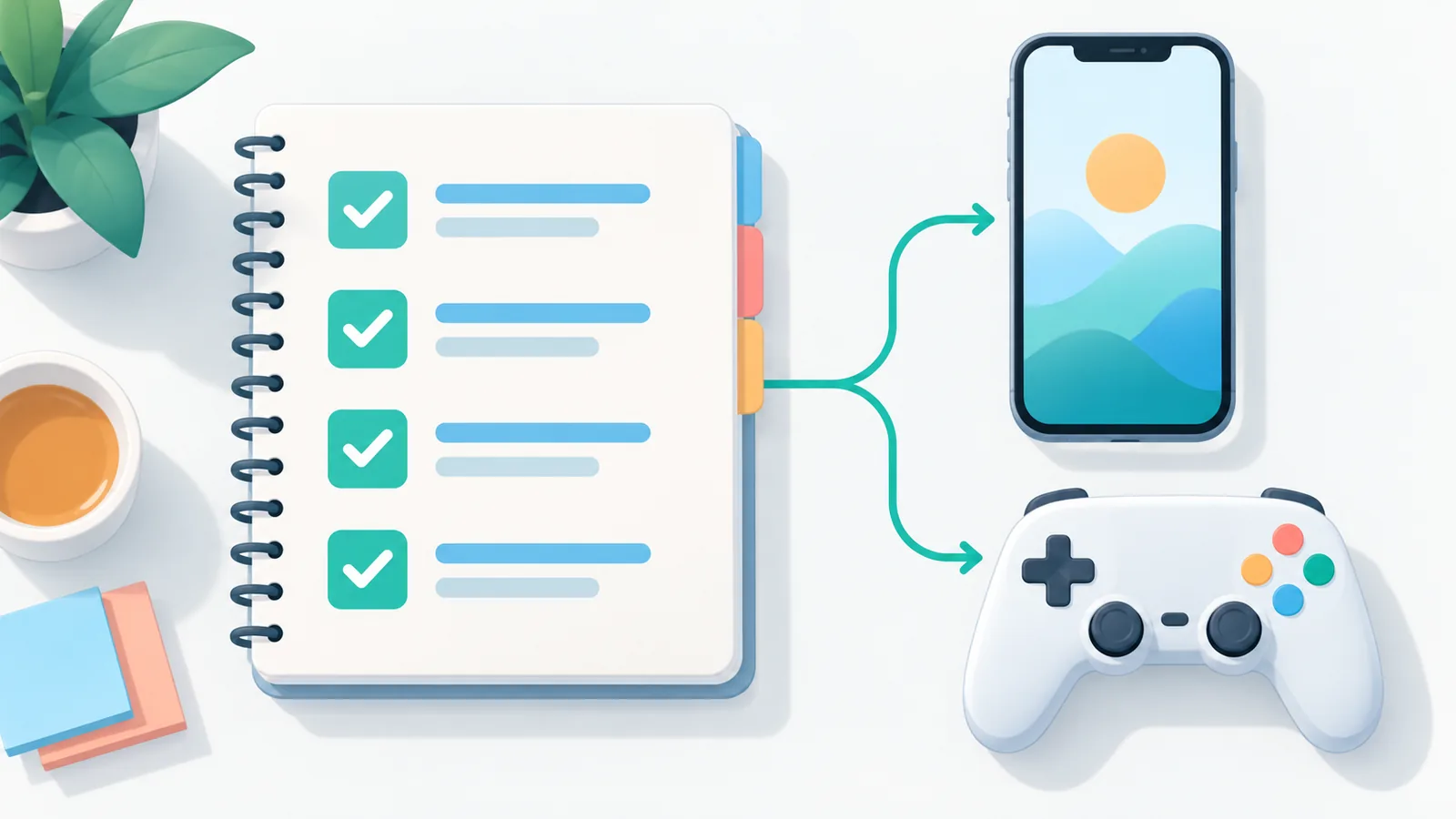 Checklist finale con iPhone e controller