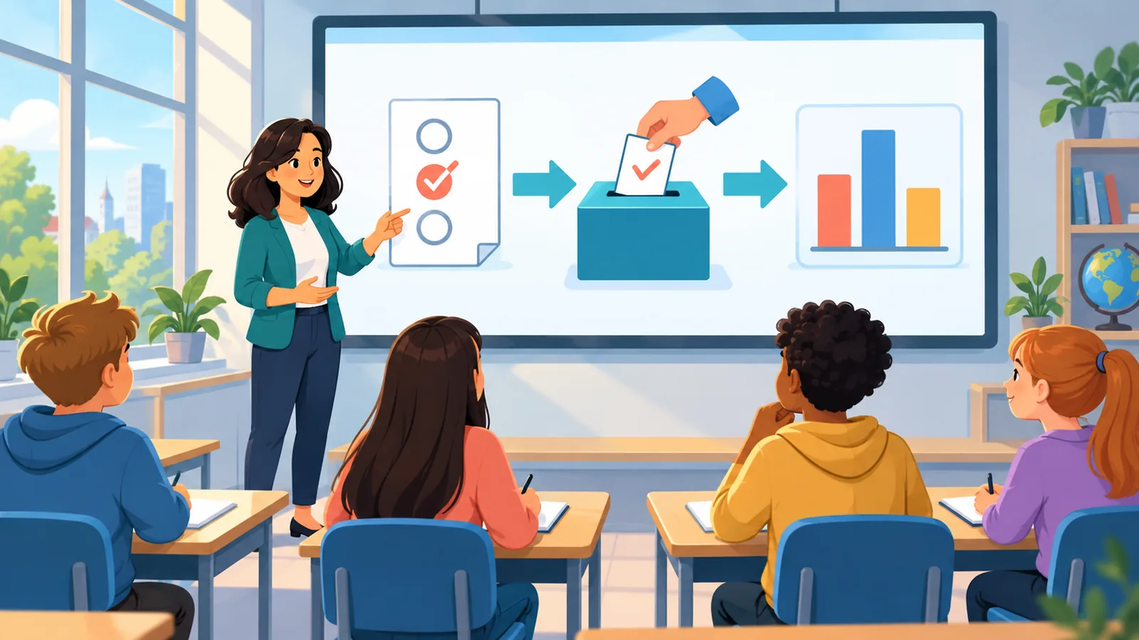 Lezione di educazione al voto in una scuola