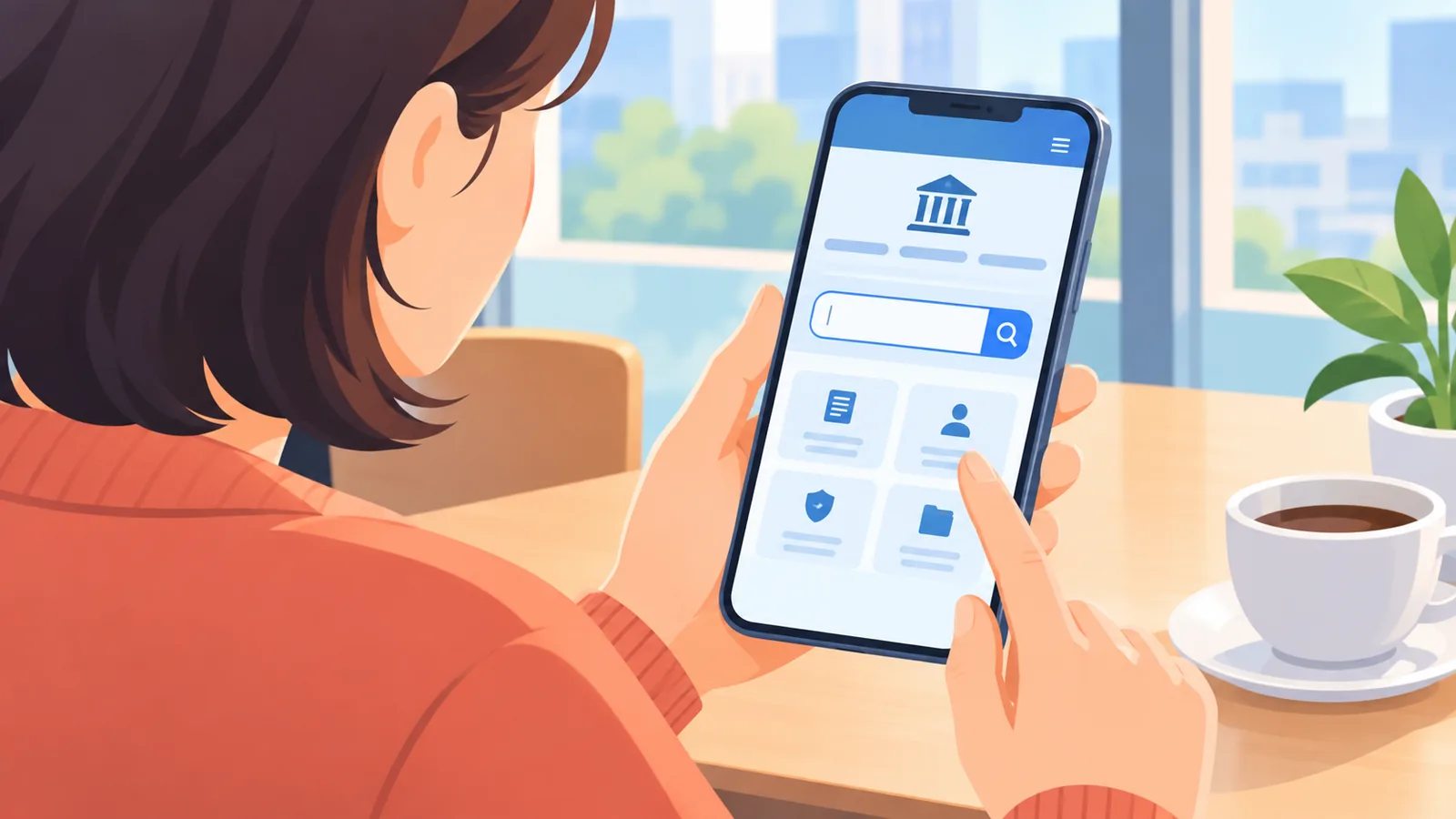 Persona che consulta un portale istituzionale dallo smartphone