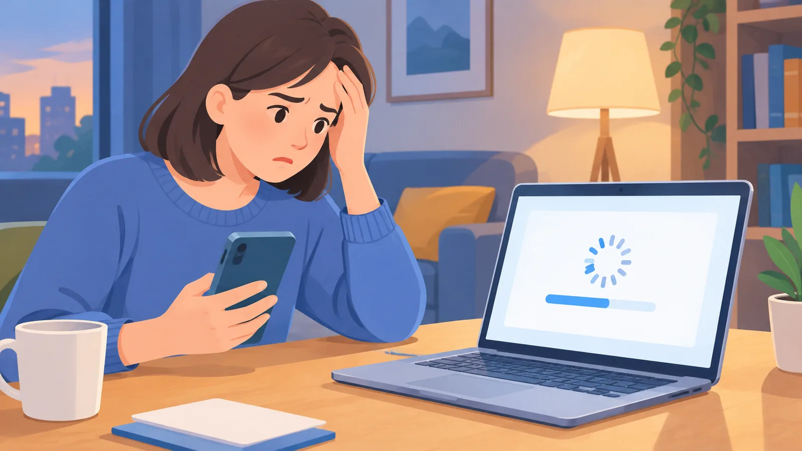 Persona perplessa davanti a una pagina web che non si carica