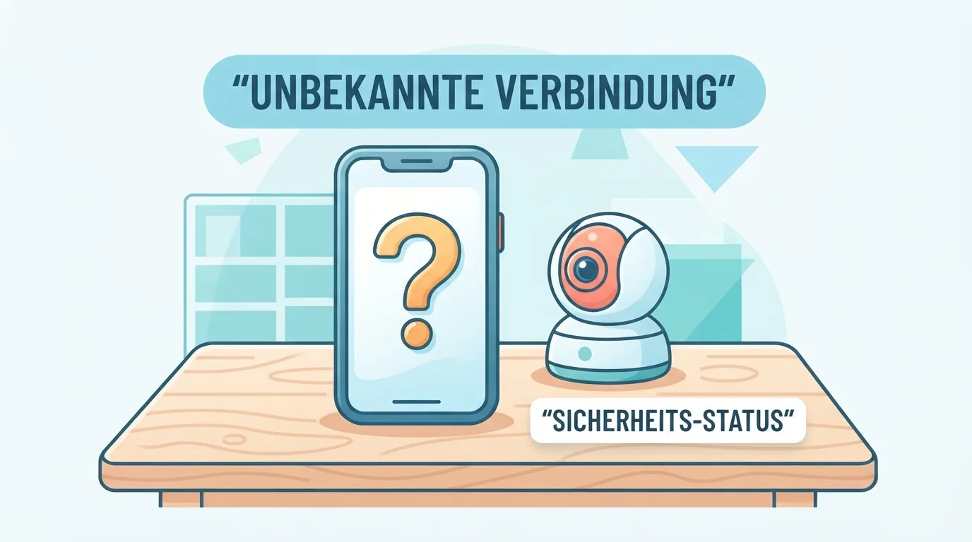 Smartphone con notifica e piccola telecamera su un tavolo