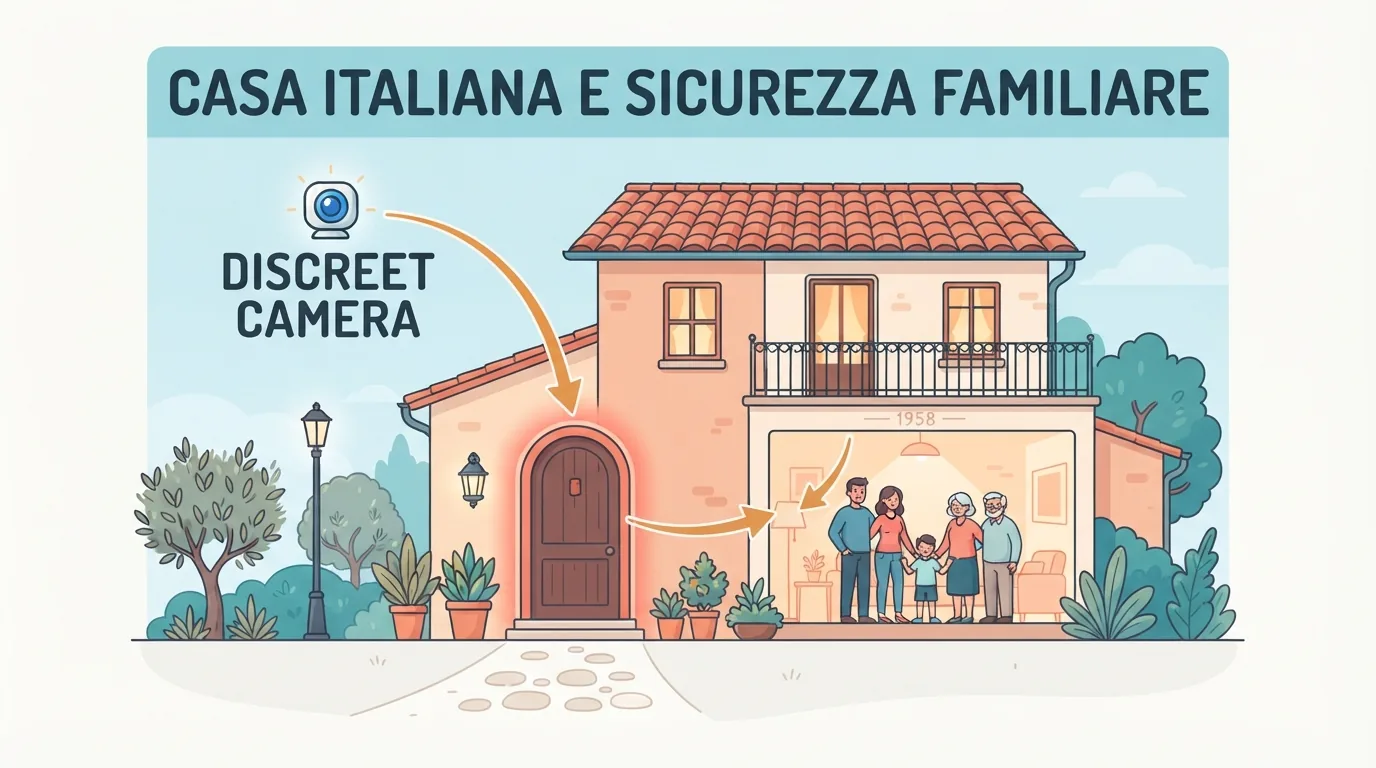Casa italiana con telecamera discreta sopra la porta d’ingresso