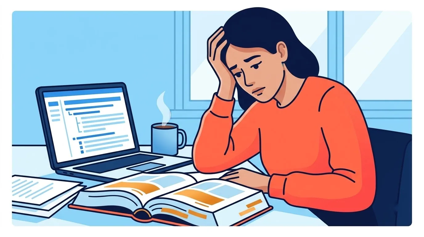 Studente di legge che lavora a un outline davanti al portatile