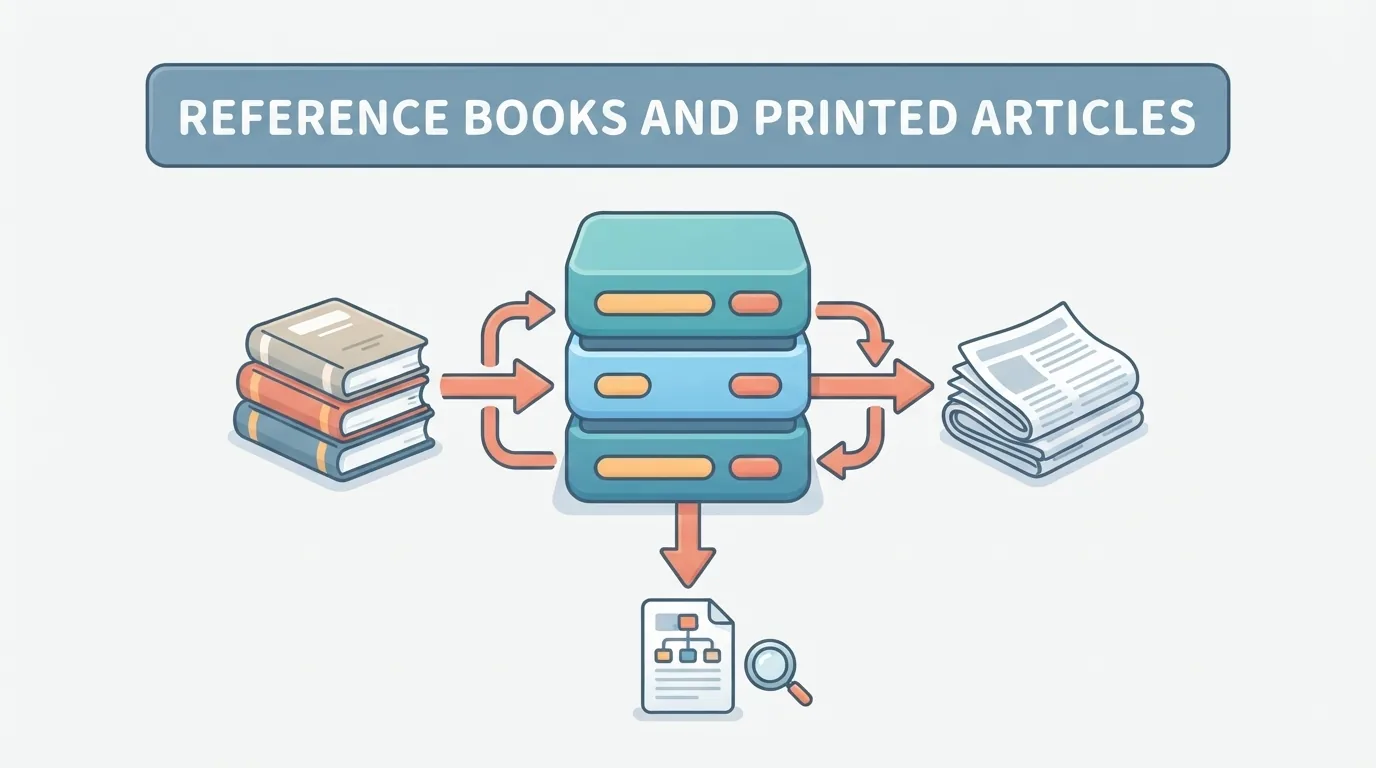 Pila ordinata di libri e articoli di riferimento