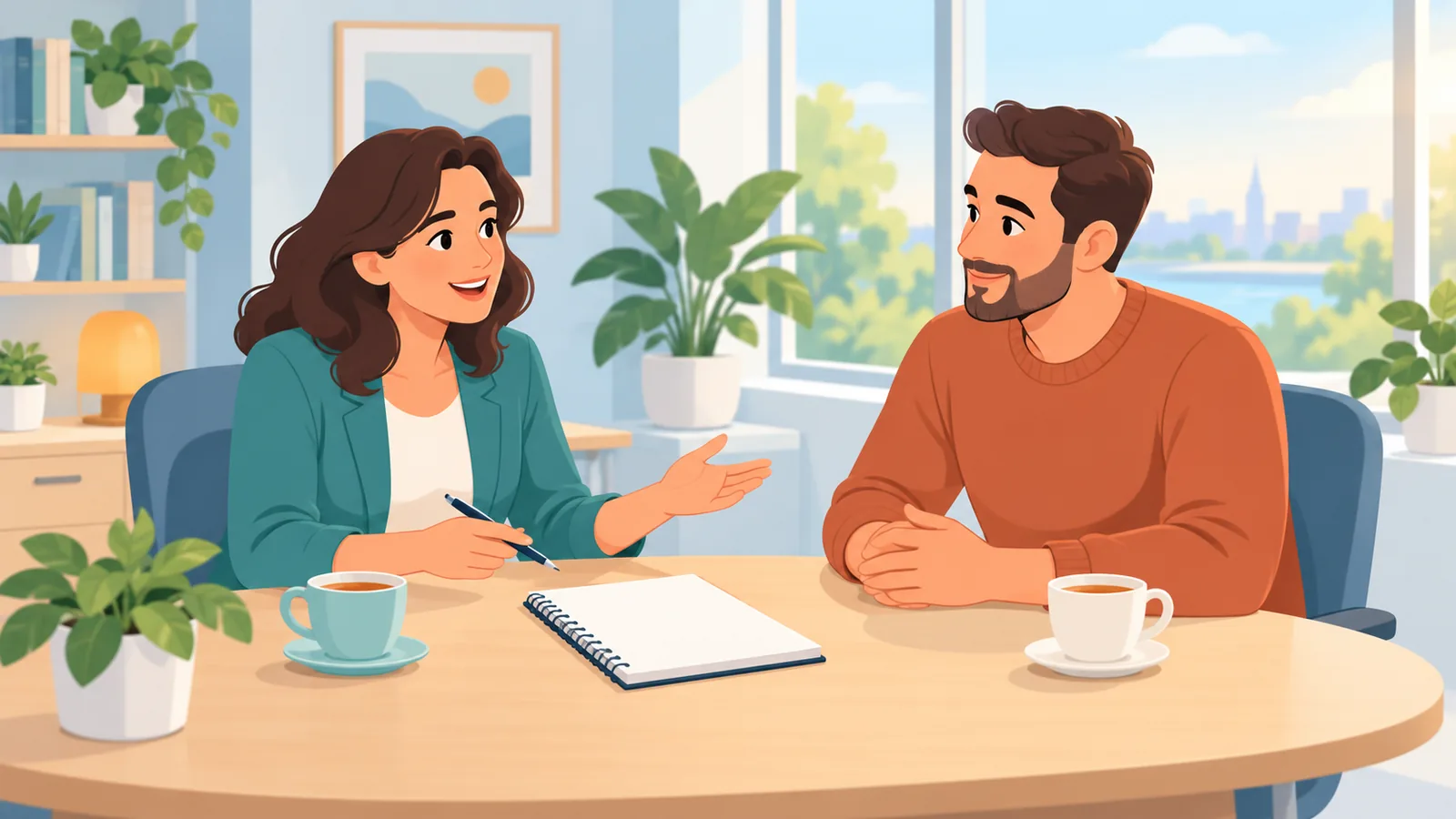 Consulente che risponde alle domande di una cliente