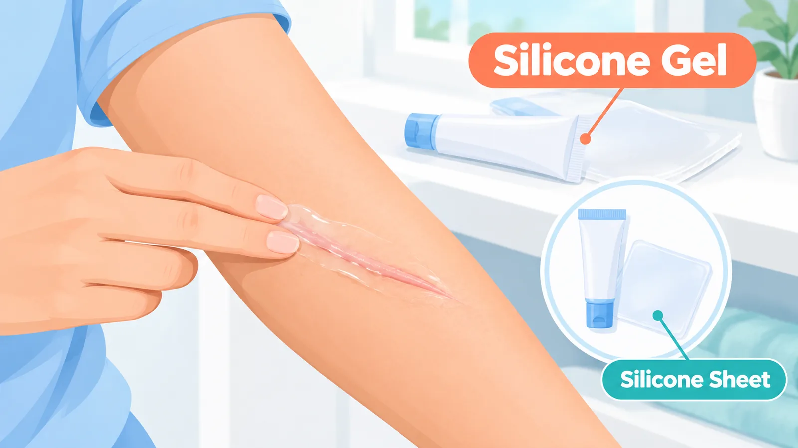 Applicazione di gel al silicone su una cicatrice