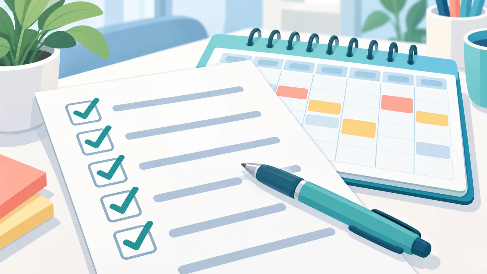 Checklist cartacea con segni di spunta