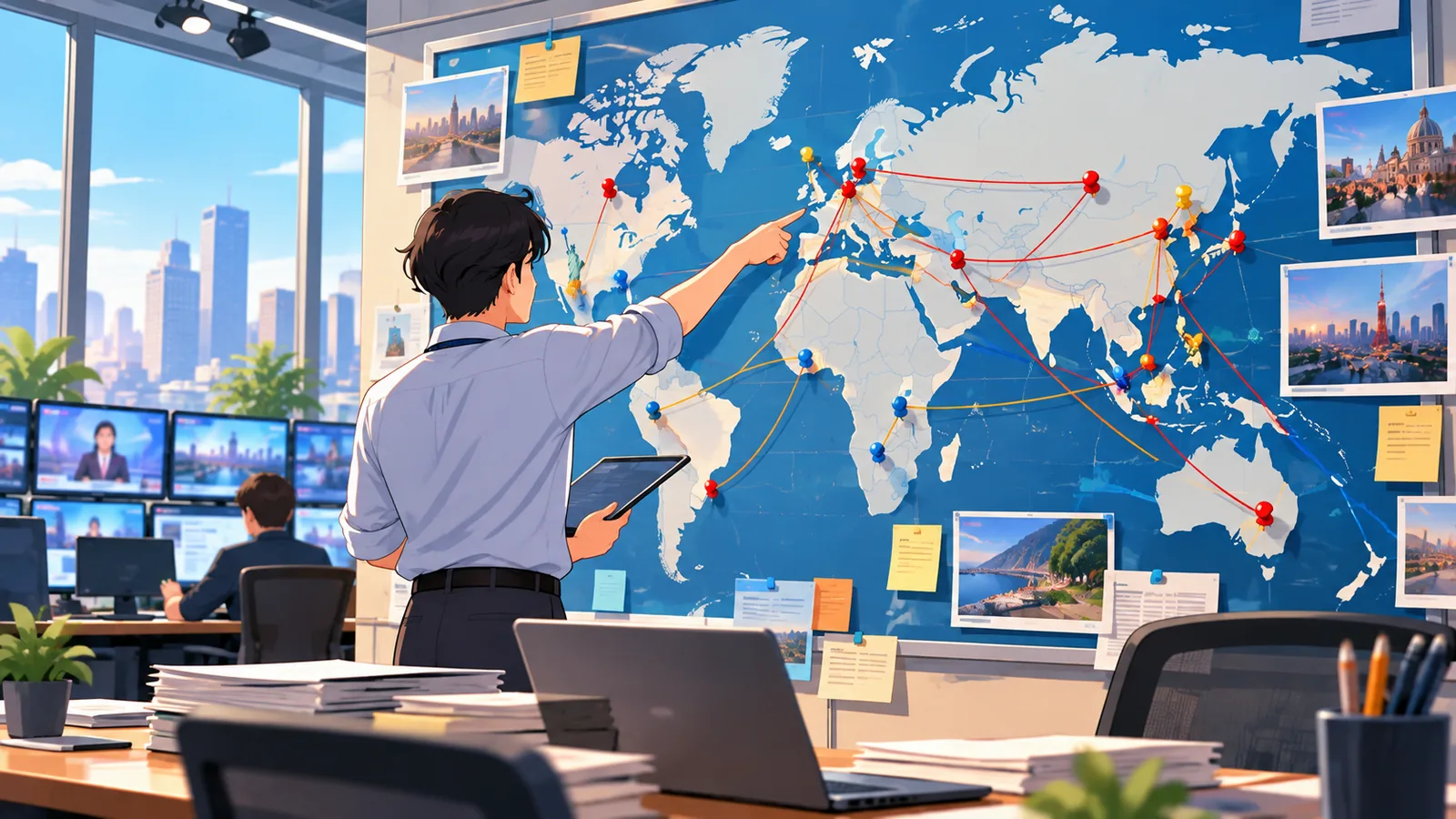 Mappa del mondo e connessioni internazionali