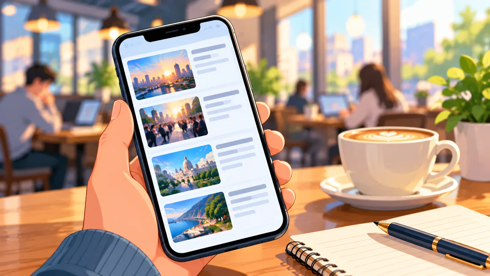 Smartphone con più articoli affiancati