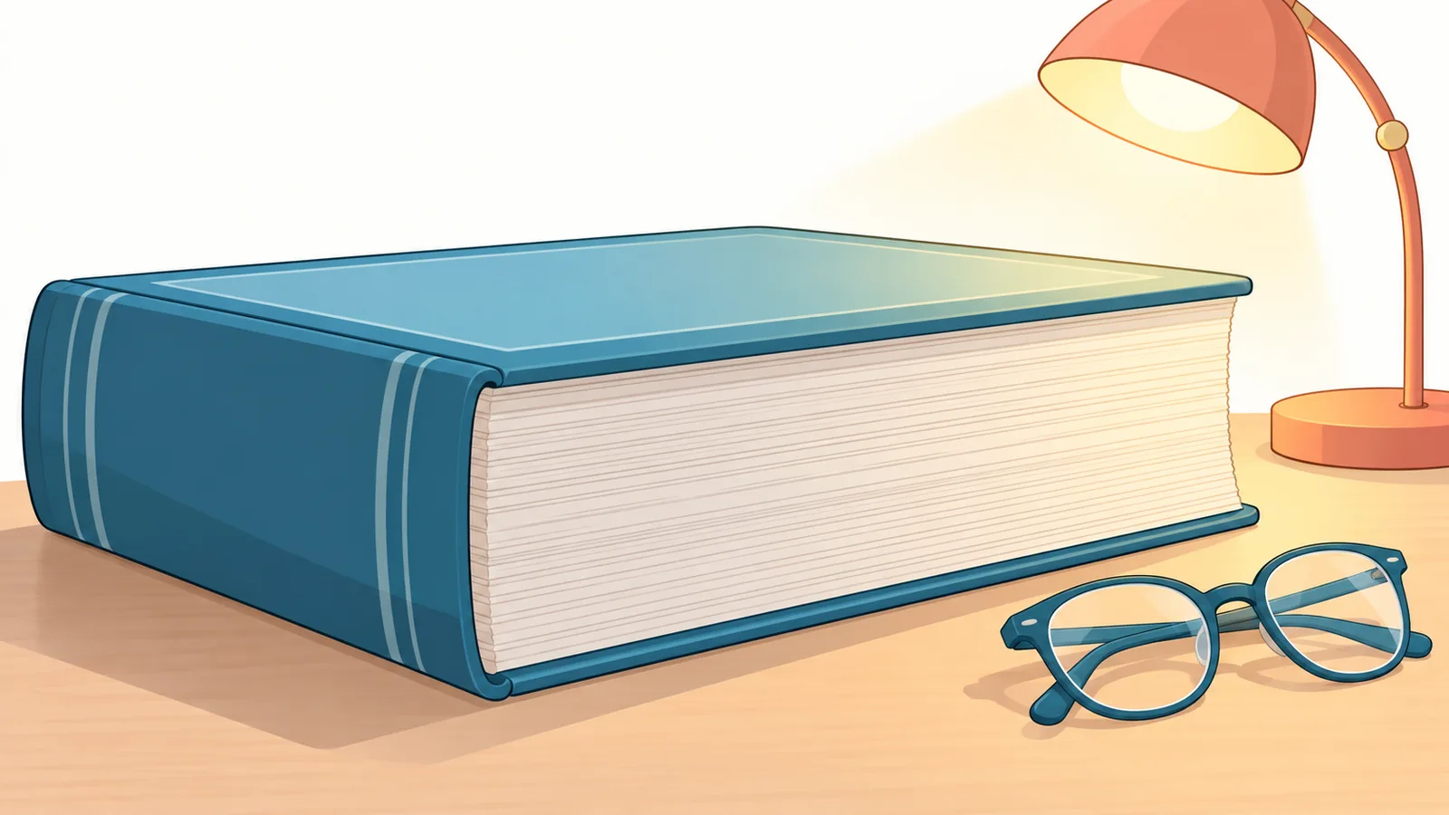 Antologia rilegata molto spessa accanto agli occhiali da lettura