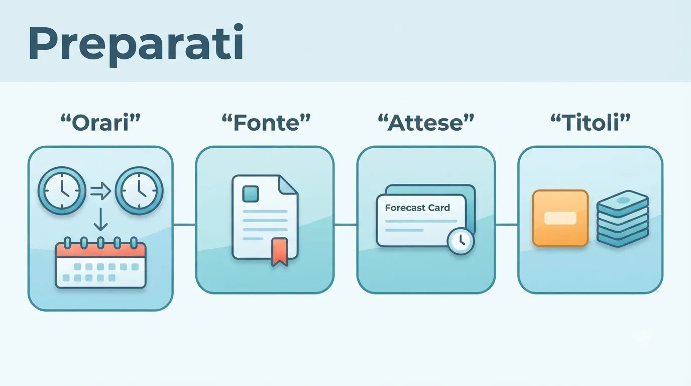 Una scheda collega orari, fonte ufficiale, attese e titoli già in portafoglio prima della pubblicazione.