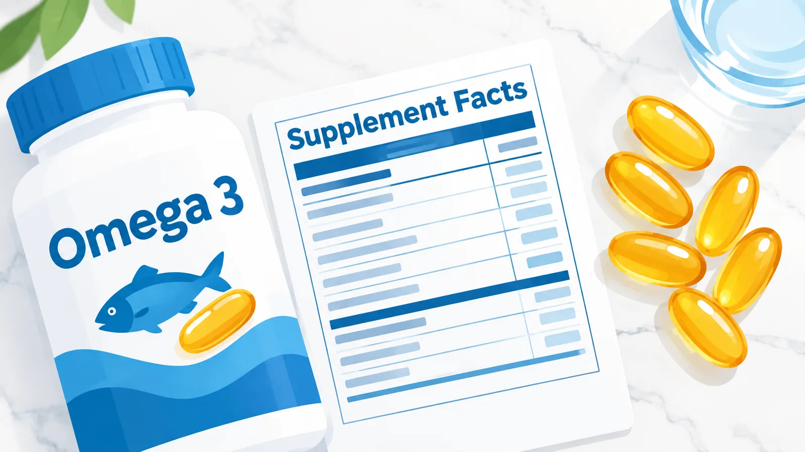 Etichetta nutrizionale di un integratore con capsule di olio di pesce