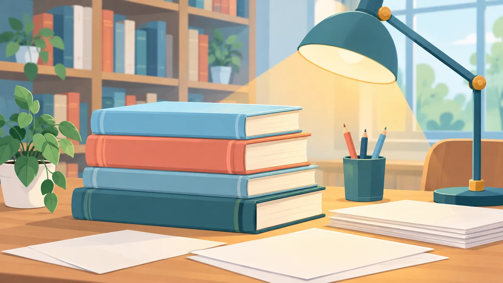 Pila di libri e documenti usati come fonti