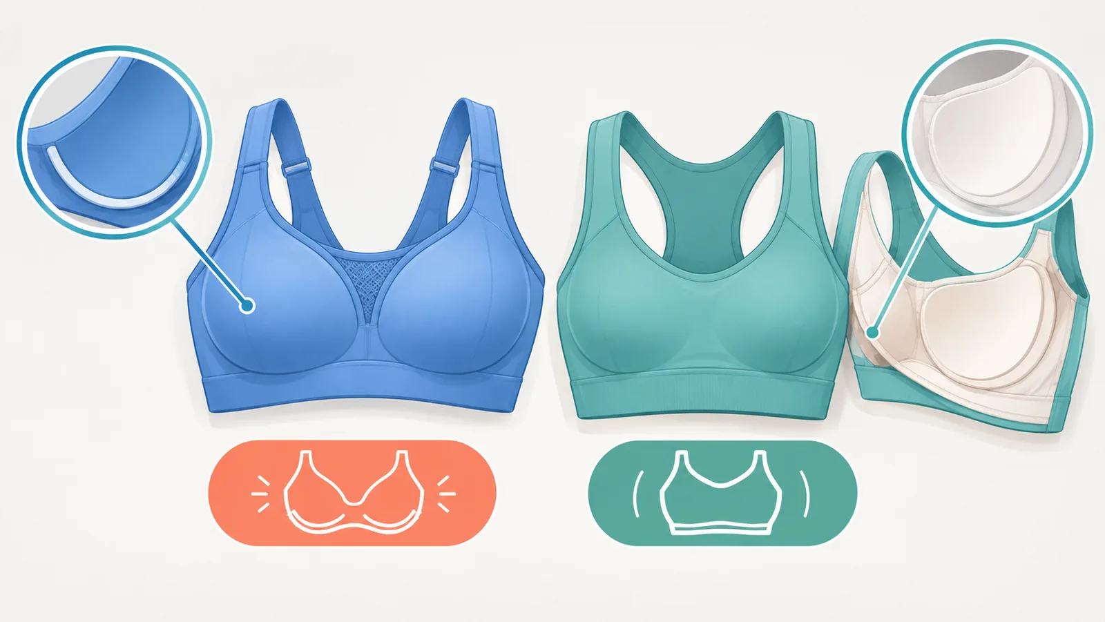 Reggiseno sportivo con ferretto e senza ferretto a confronto