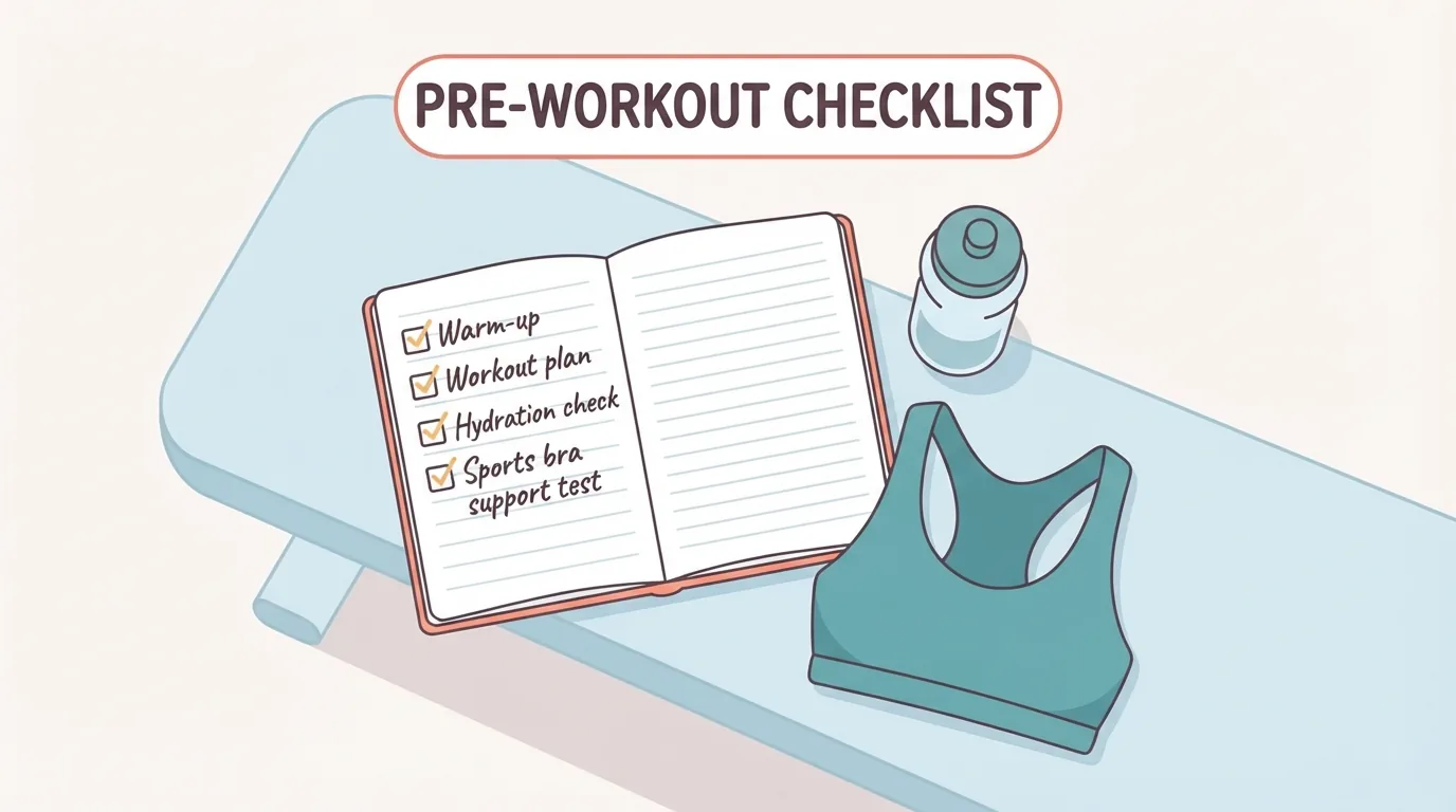Quaderno con checklist accanto a un reggiseno sportivo su una panca