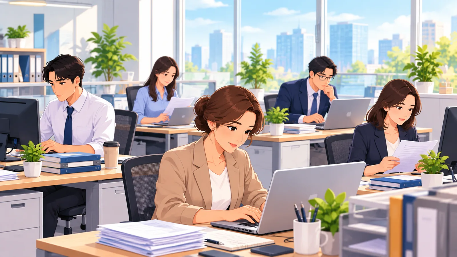 Professionisti diversi al lavoro in un ufficio moderno