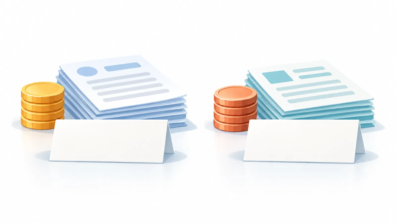 Due pile di monete e documenti messe a confronto