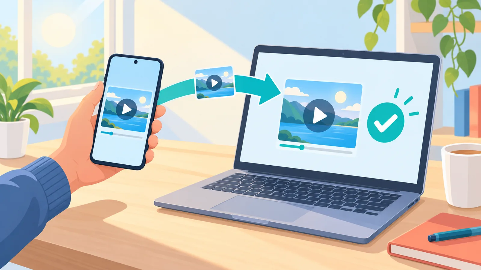 Caricamento di un video di prova da smartphone a laptop