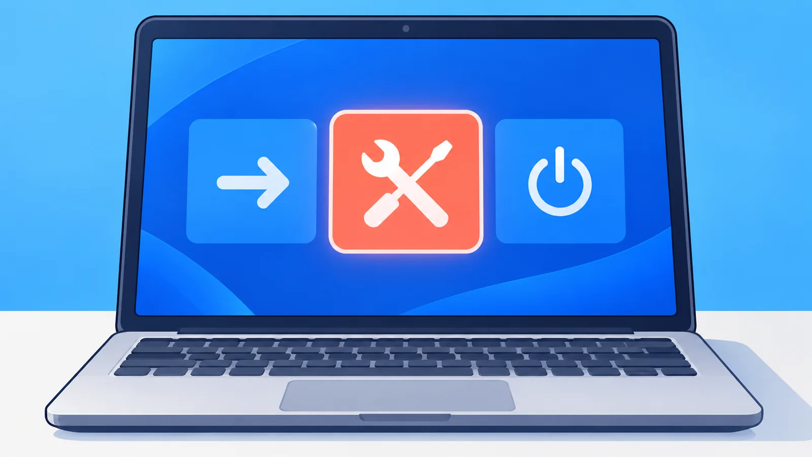 Portatile che mostra il menu di ripristino di Windows 11 con Troubleshoot evidenziato