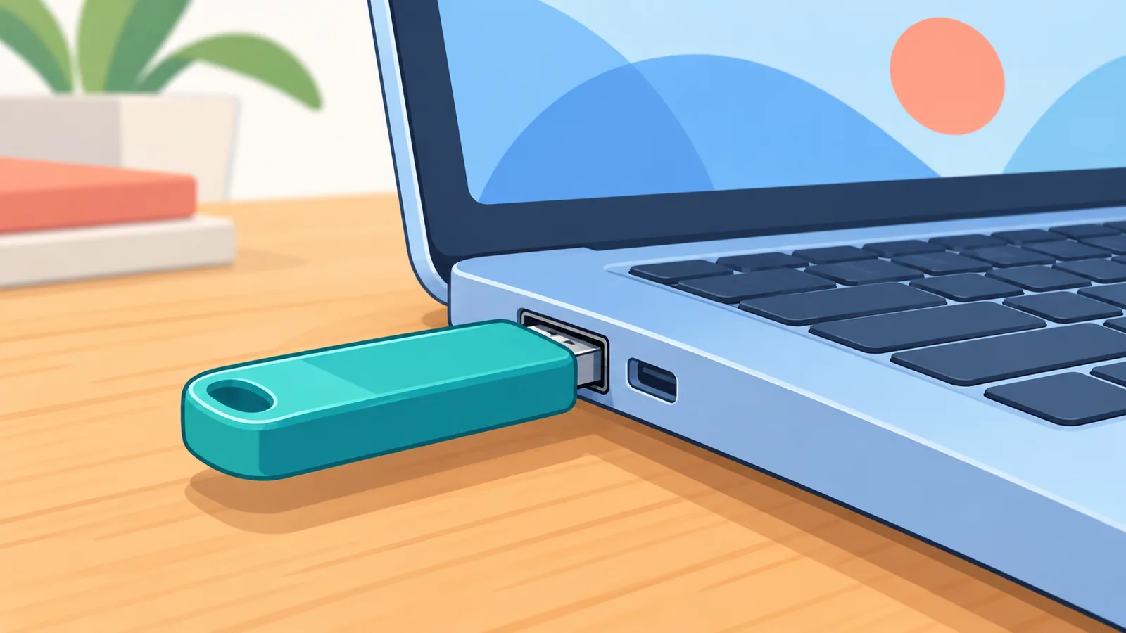 Chiavetta USB di installazione collegata a un portatile