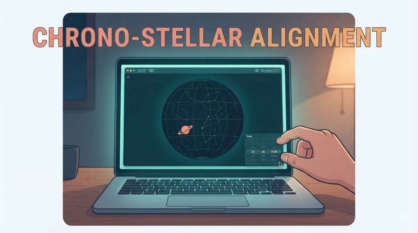 星図ソフトを開いたノートパソコン