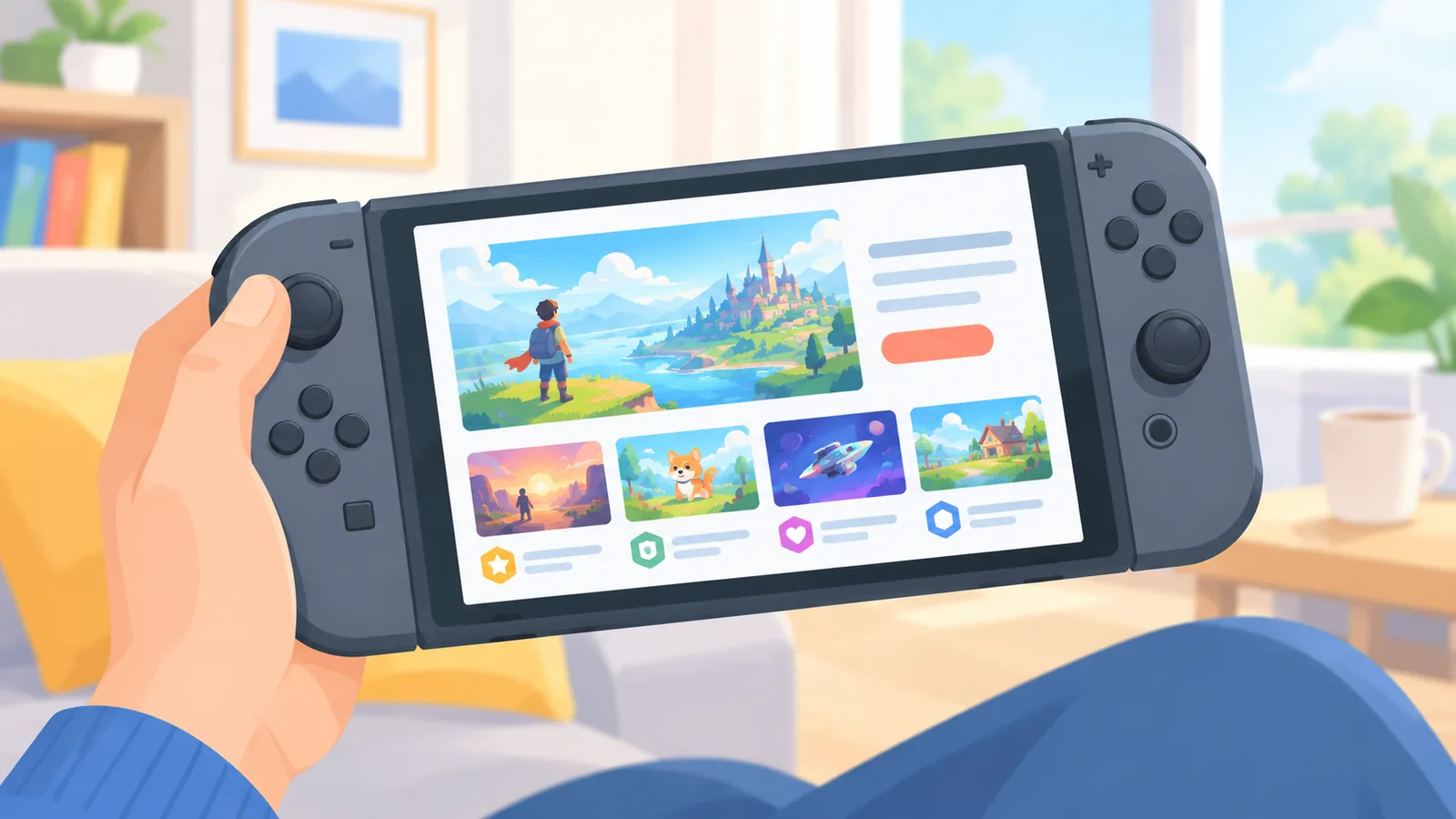 携帯機の画面でゲームの互換性表示を確認する手元