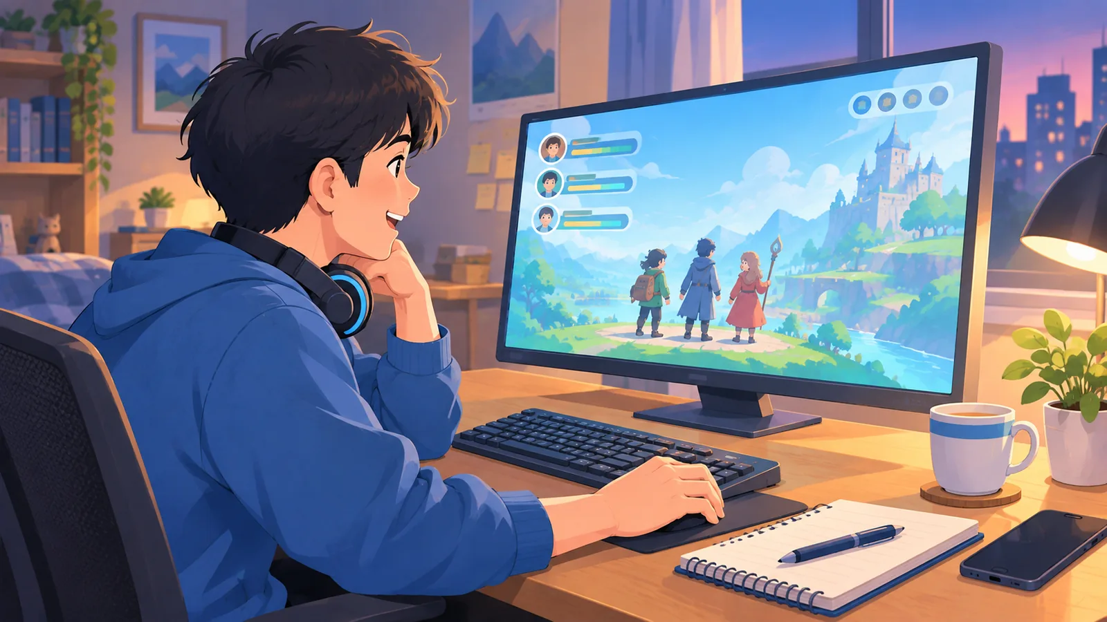 無料ゲームを試し遊びする場面