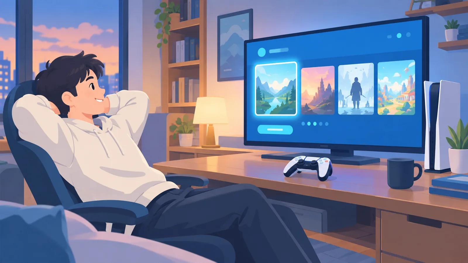ゲーム選びを終えて一息つく様子
