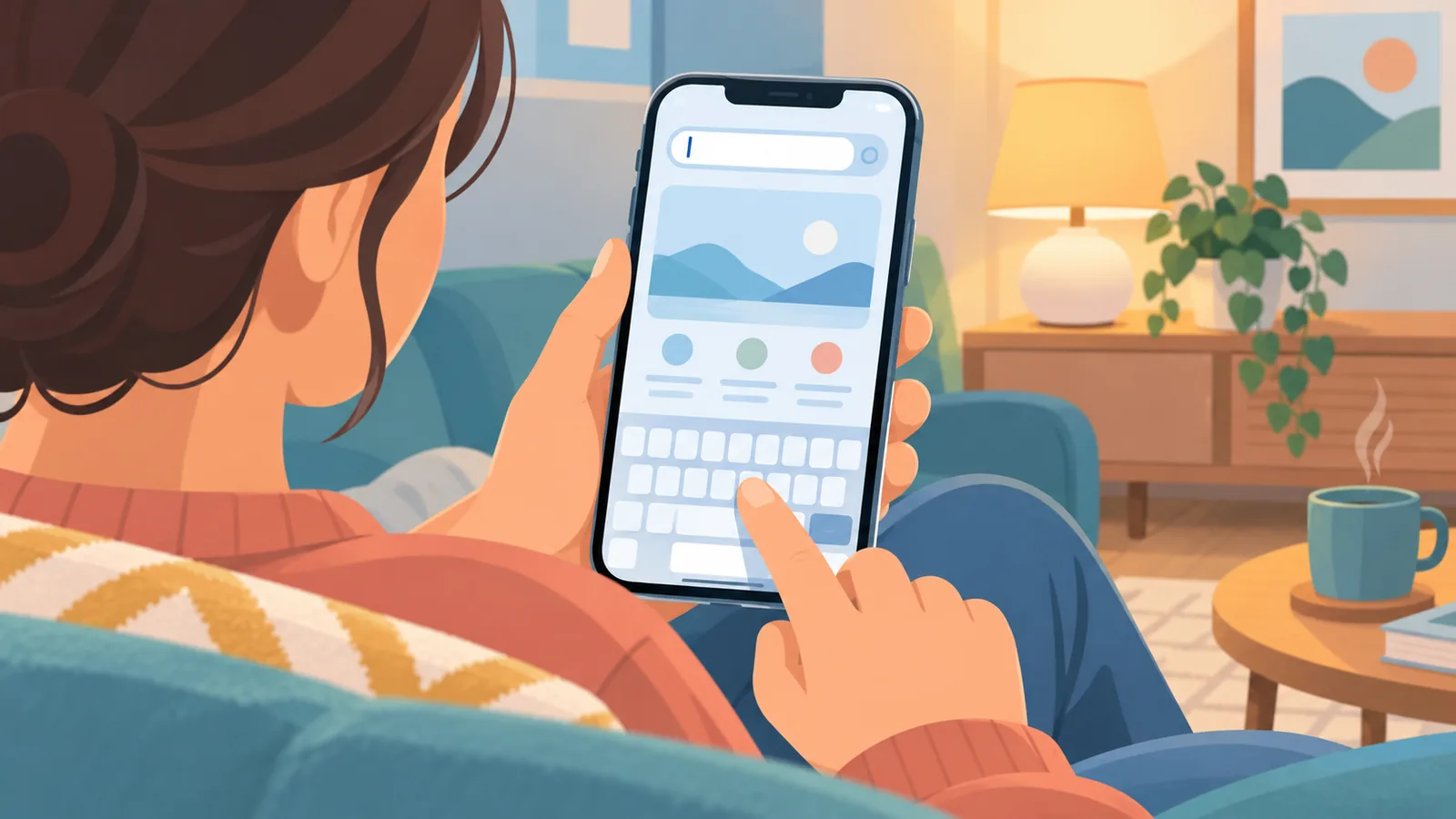 iPhoneのブラウザでアドレスを入力する様子