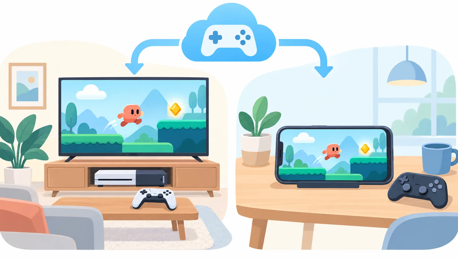 ゲーム機とスマートフォンを並べたイメージ