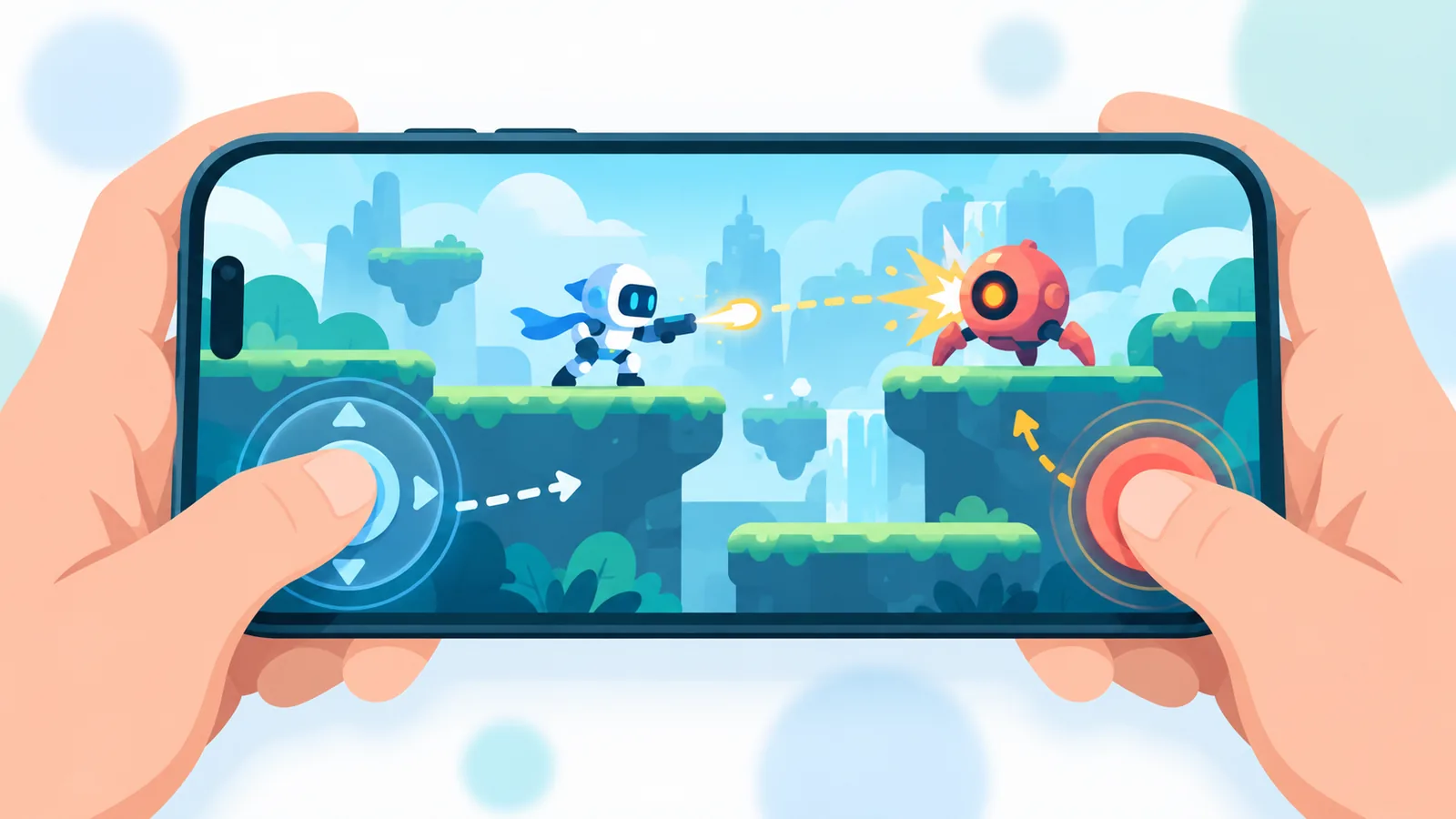 画面上のタッチ操作でゲームを遊ぶ手元