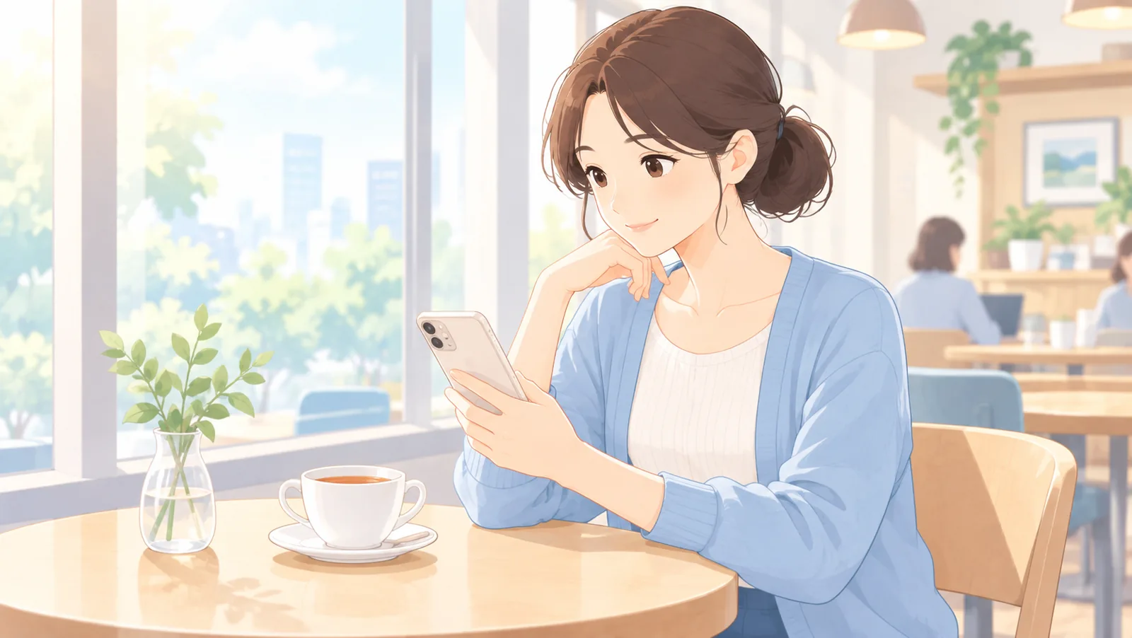 サイズ表とチェックリストを確認する女性