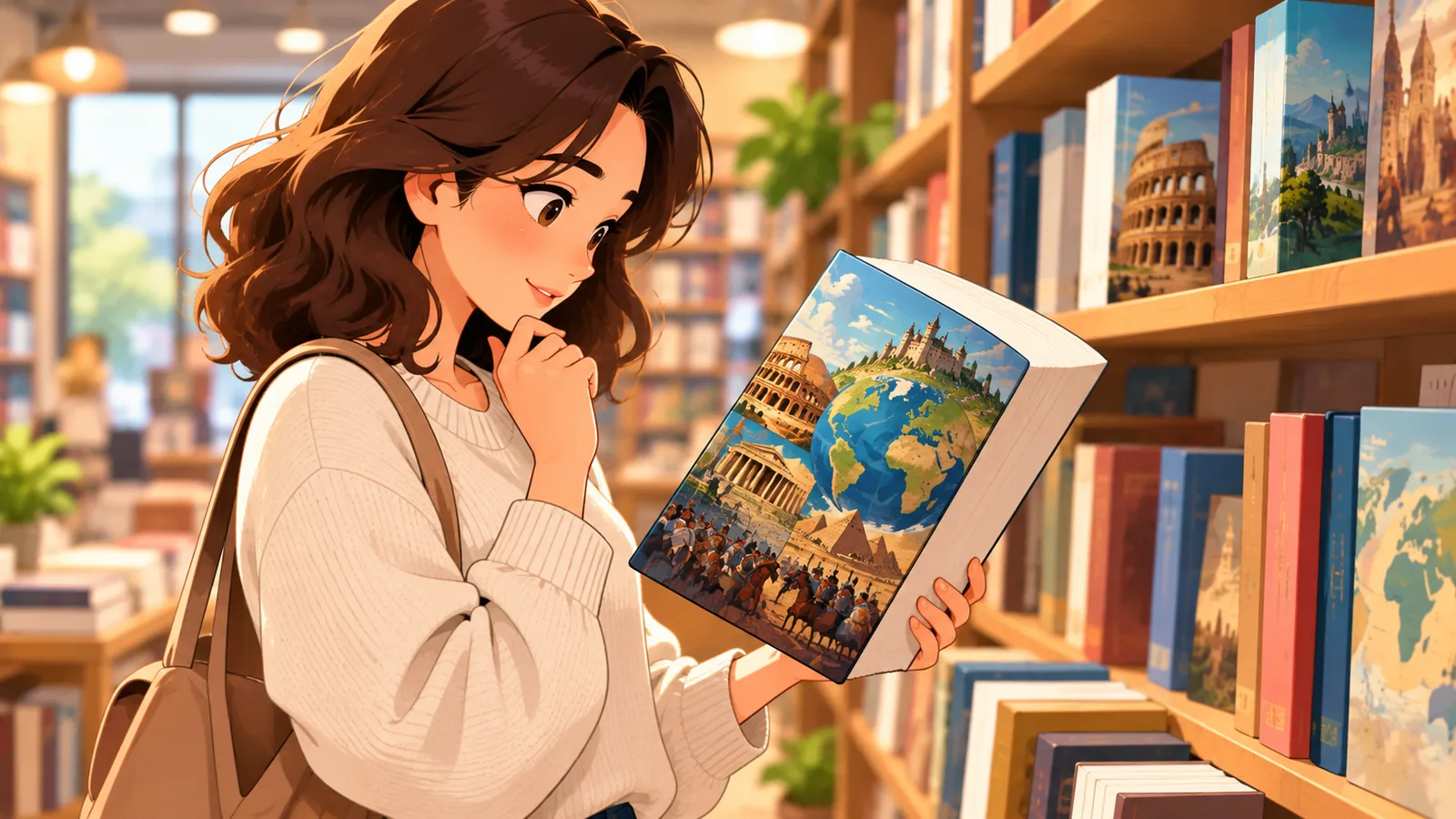 書店で世界史の本を手に取る初心者
