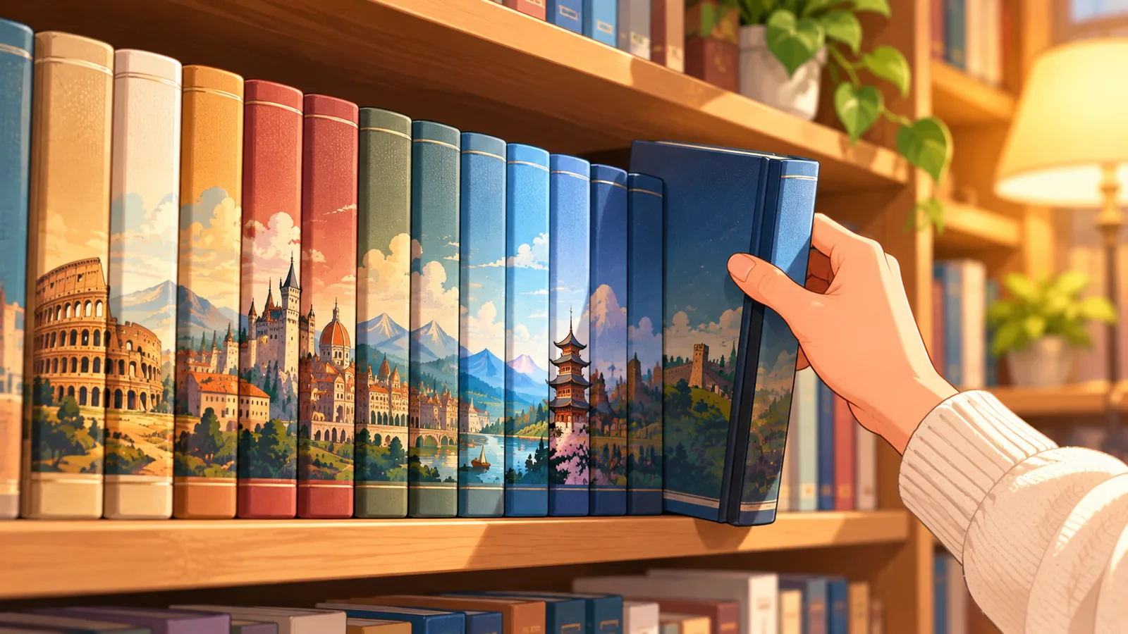 図書館の棚に並ぶ通史シリーズ