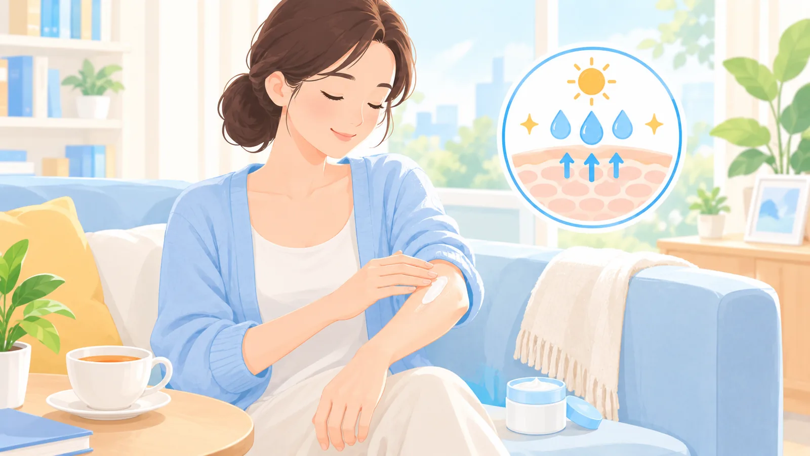 薬局で薬剤師から説明を受ける利用者