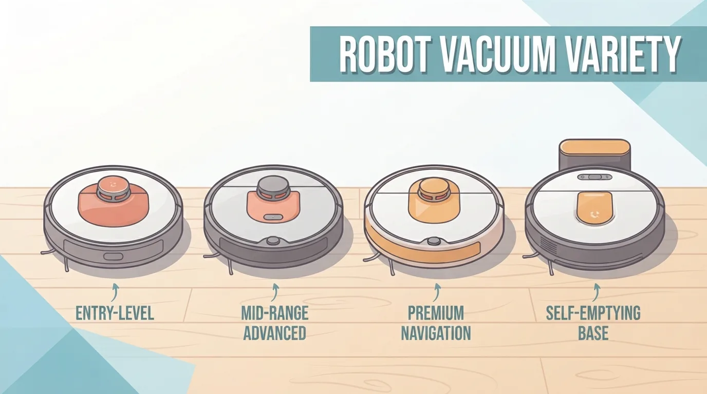 4台のロボット掃除機を並べた比較イメージ
