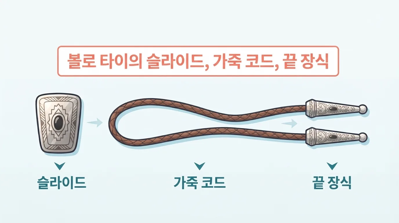 볼로 타이는 무엇이고 어떤 부품으로 이루어져 있나요?