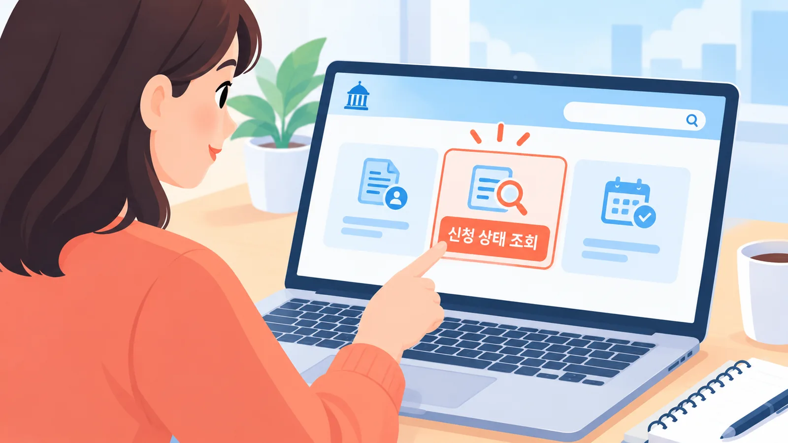 공식 포털에서 신청 상태는 어떻게 확인하나요?