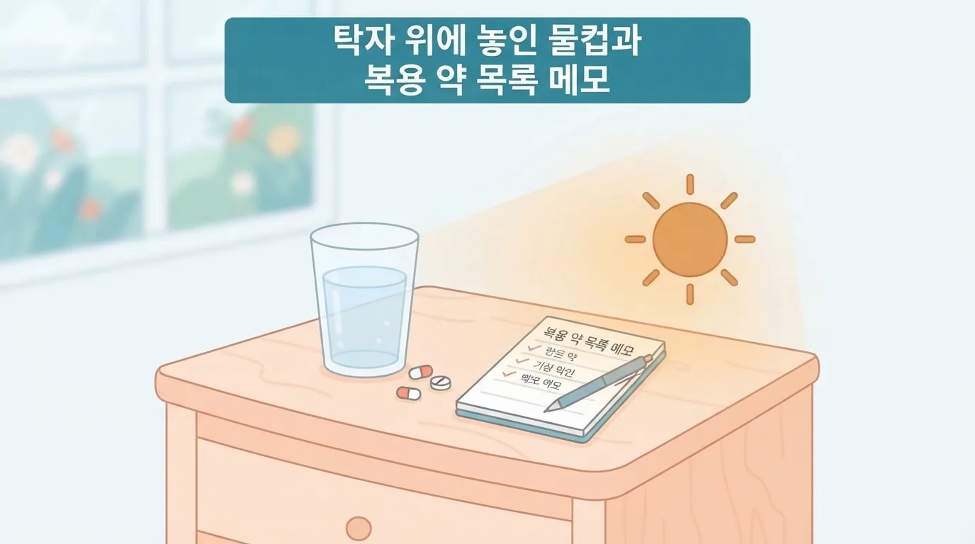 회복기에 공원을 천천히 걷는 중년 남성