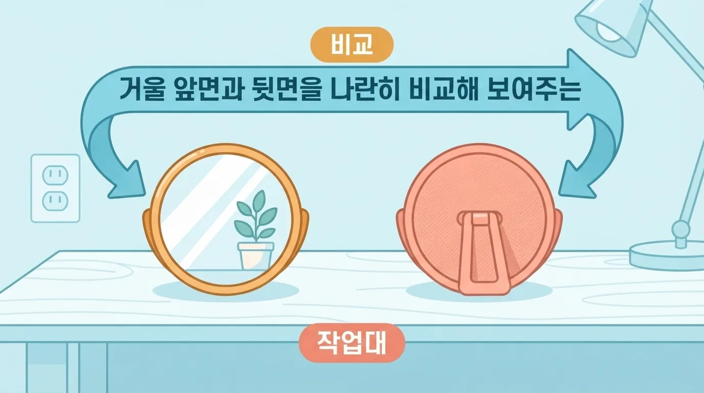 거울 앞면 앤티크 기법은 무엇이고 뒷면 작업과 어떻게 다른가요?