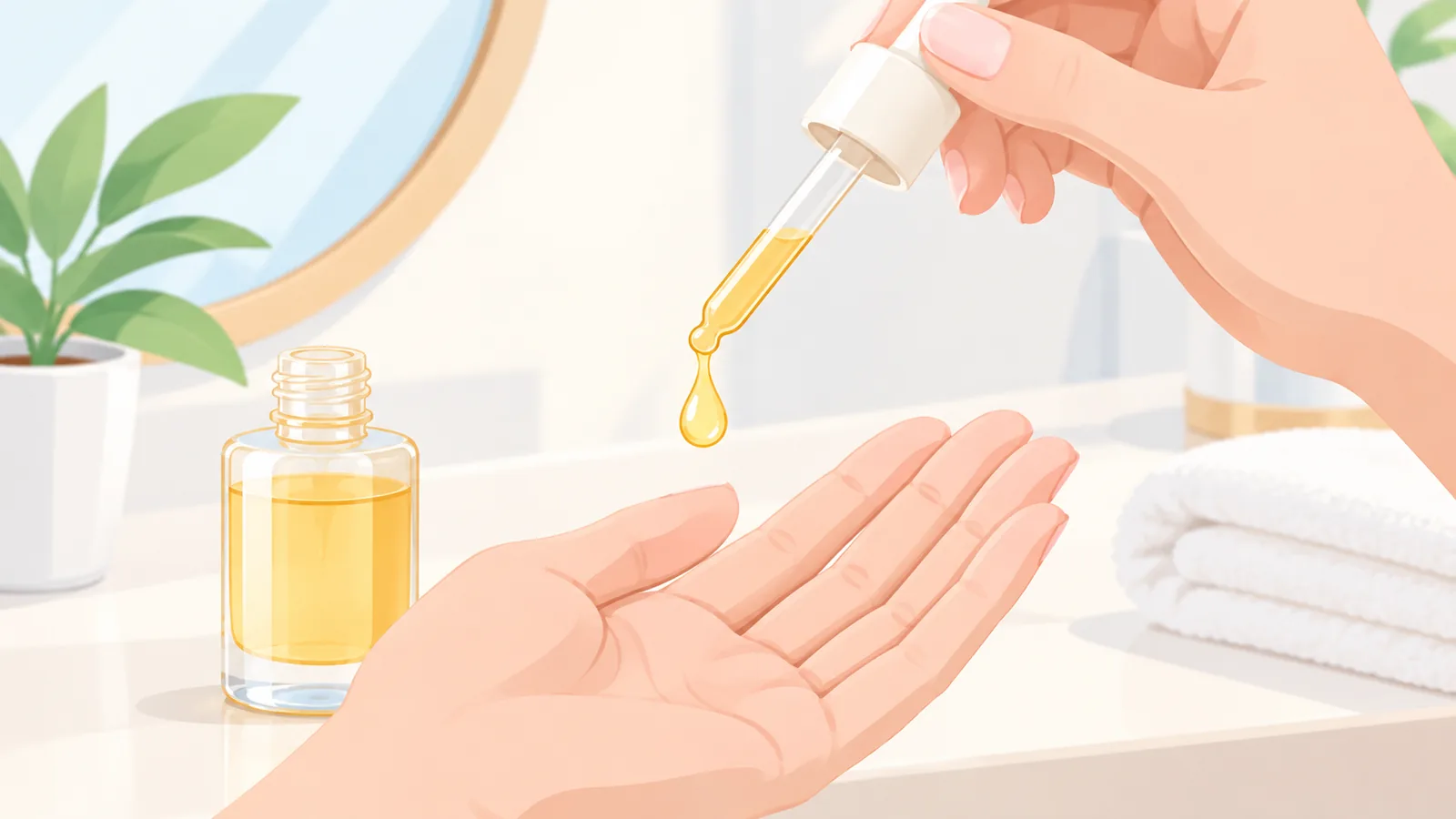 Titisan serum keemasan dari botol penitis