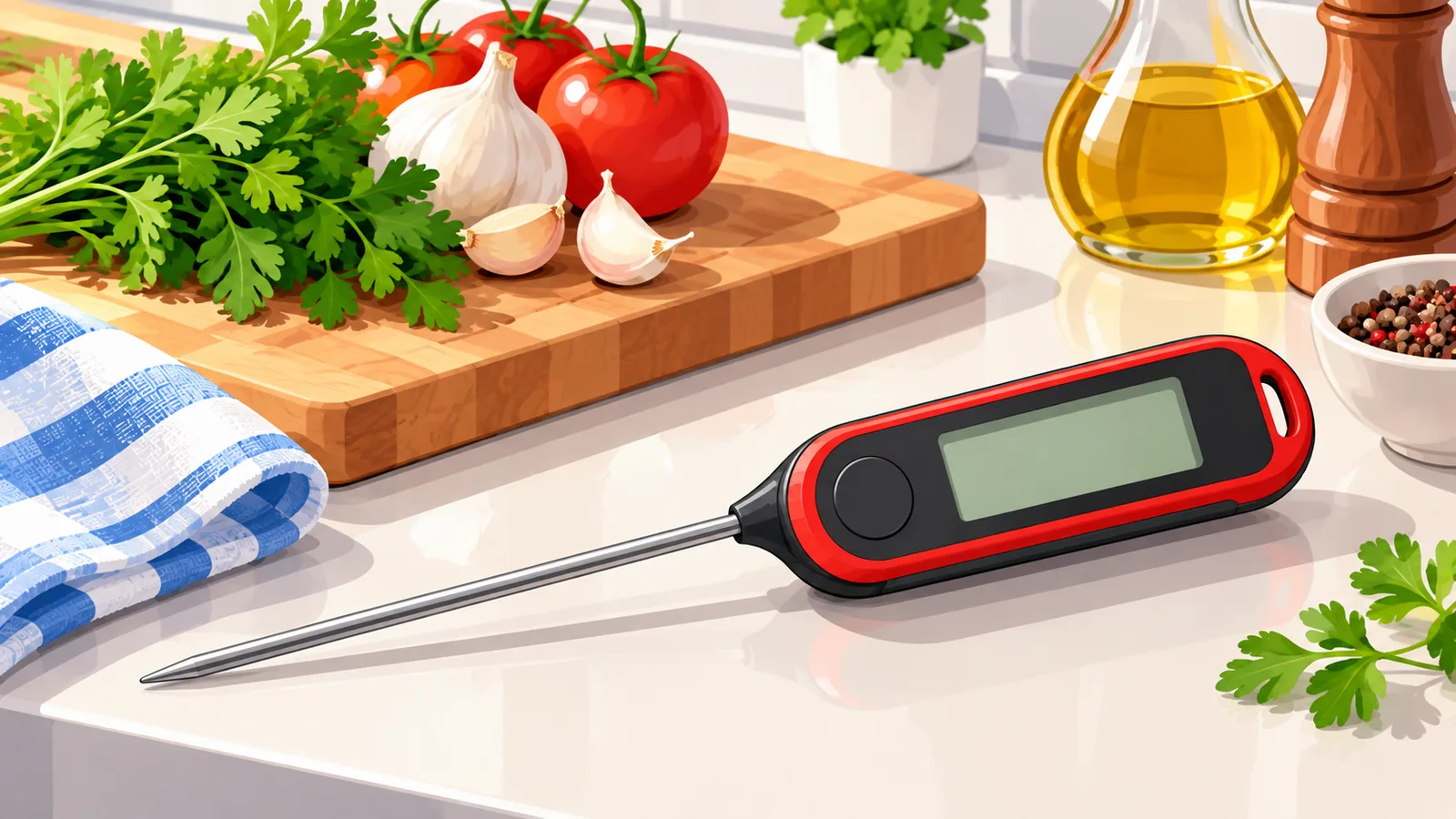 Termometer dapur di atas kaunter
