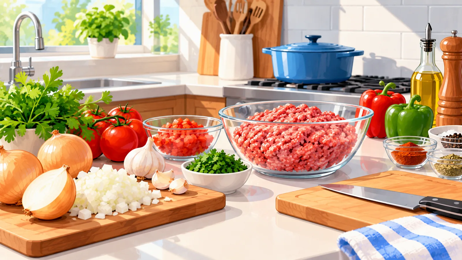 Dapur bersih dengan bahan masakan