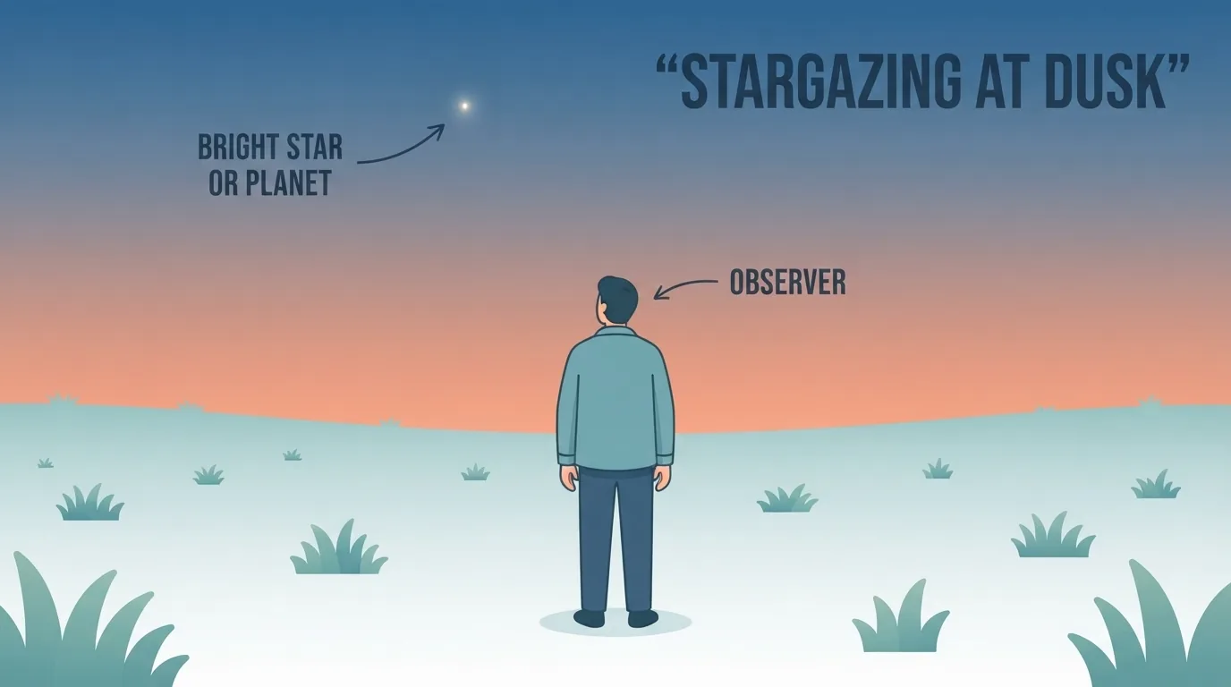 Seseorang memandang titik terang di langit senja
