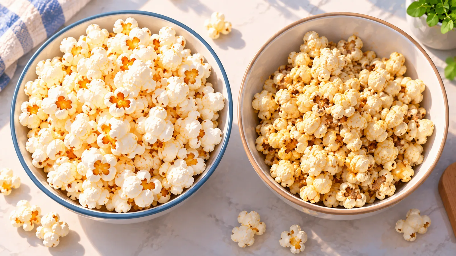 Perbandingan popcorn rangup dengan popcorn yang lembap