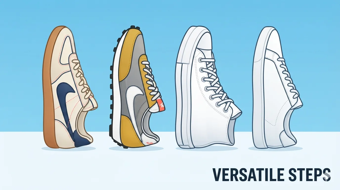 Empat sneakers wanita pilihan teratas disusun sebaris