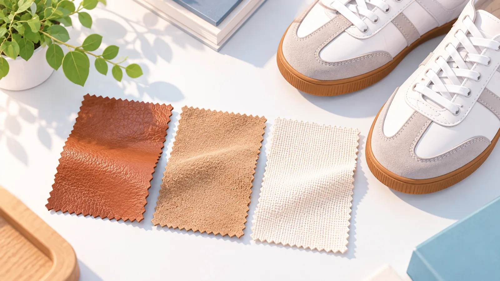 Perbandingan bahan kulit, suede dan kanvas