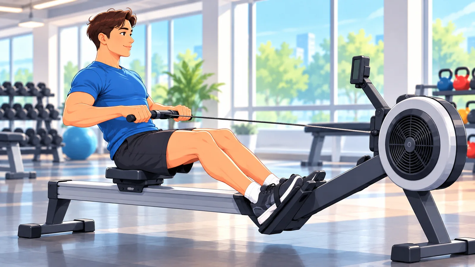 Pemula berjalan perlahan di treadmill pada waktu pagi